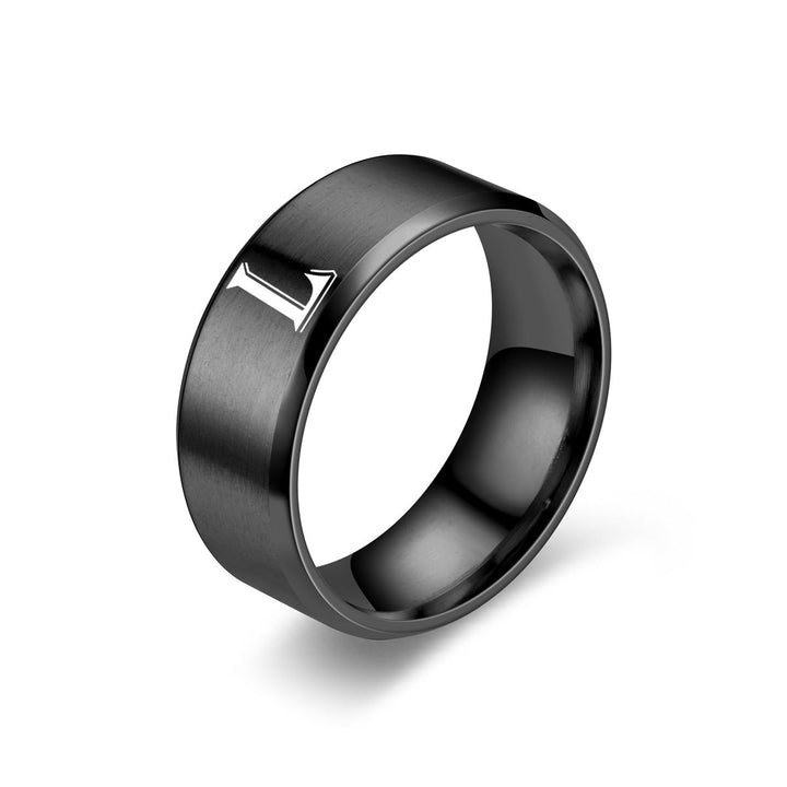 Anillo con Inicial Obsidiana | Acabado negro