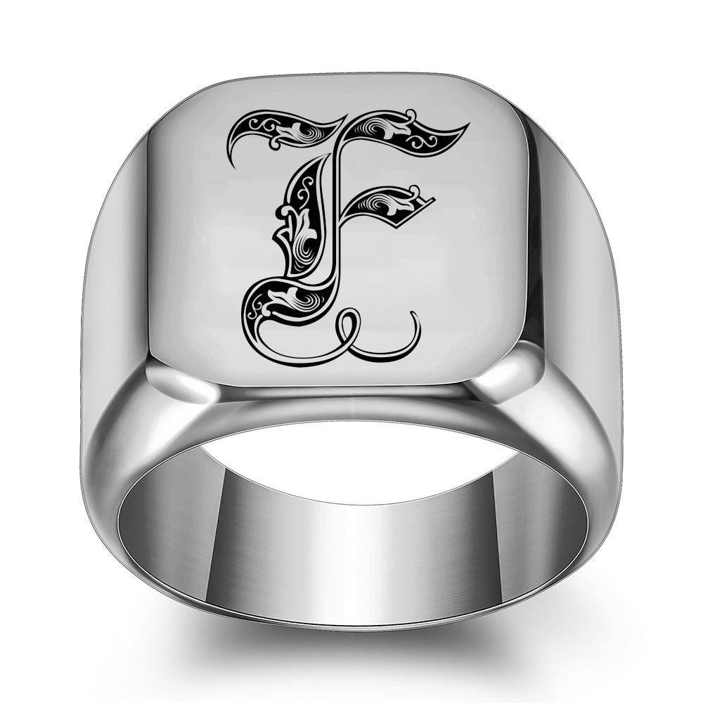 Anillo con Inicial Clásico Noble | Oro blanco