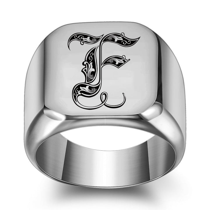 Anillo con Inicial Clásico Noble | Oro blanco