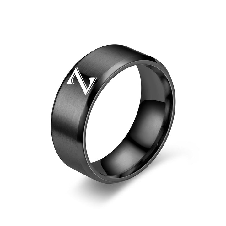 Anillo con Inicial Obsidiana | Acabado negro