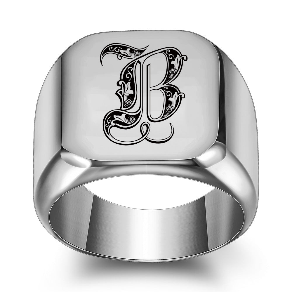 Anillo con Inicial Clásico Noble | Oro blanco