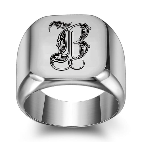 Anillo con Inicial Clásico Noble | Oro blanco