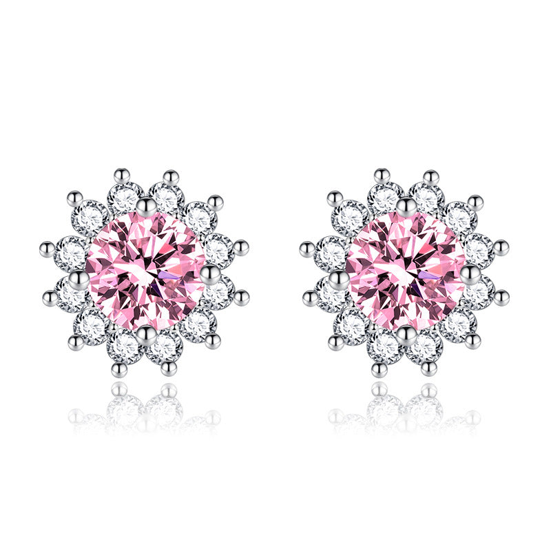 Aretes Musa Iluminada Rosa | Oro blanco