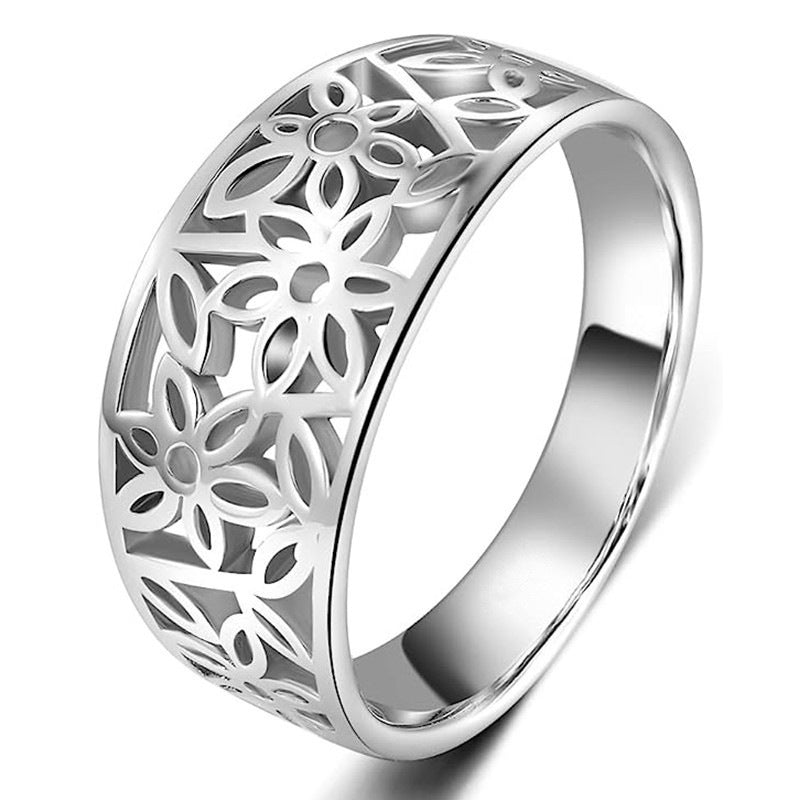Anillo Flor Delicada Daria | Oro blanco