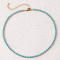 Collar de Tenis Turquesa Redondo | Oro