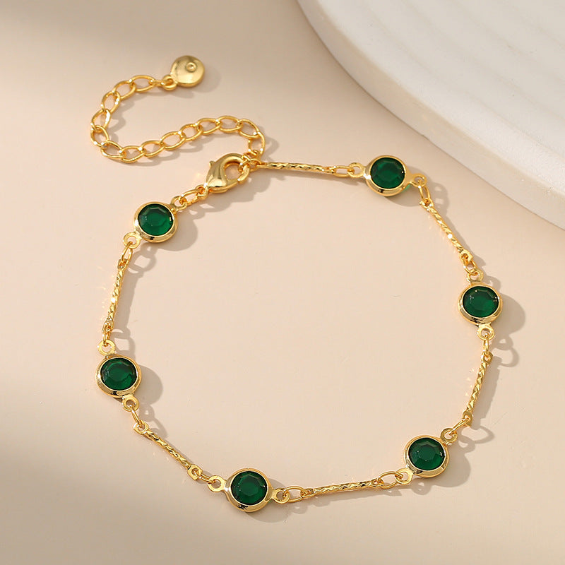 Pulsera Eslabones Esmeralda | Oro