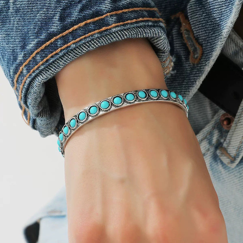 Pulsera Talisse Turquesa Abierta | Oro blanco