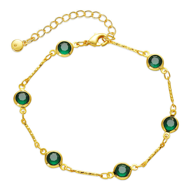 Pulsera Eslabones Esmeralda | Oro