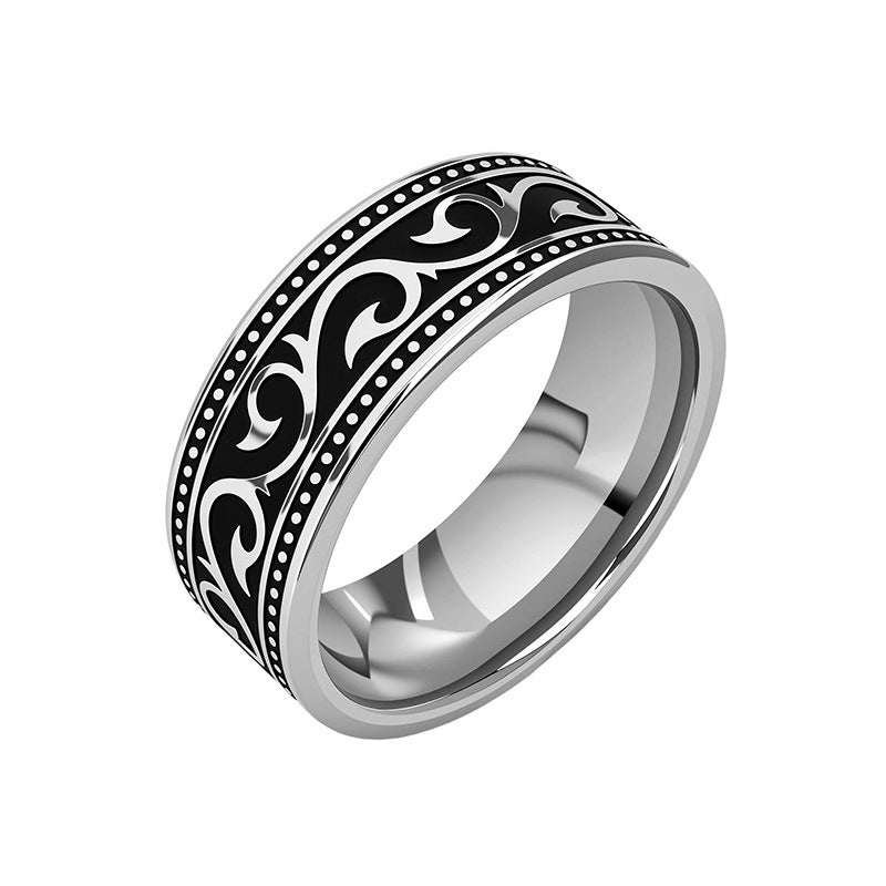 Anillo Noir de Banda con Patrón | Oro blanco