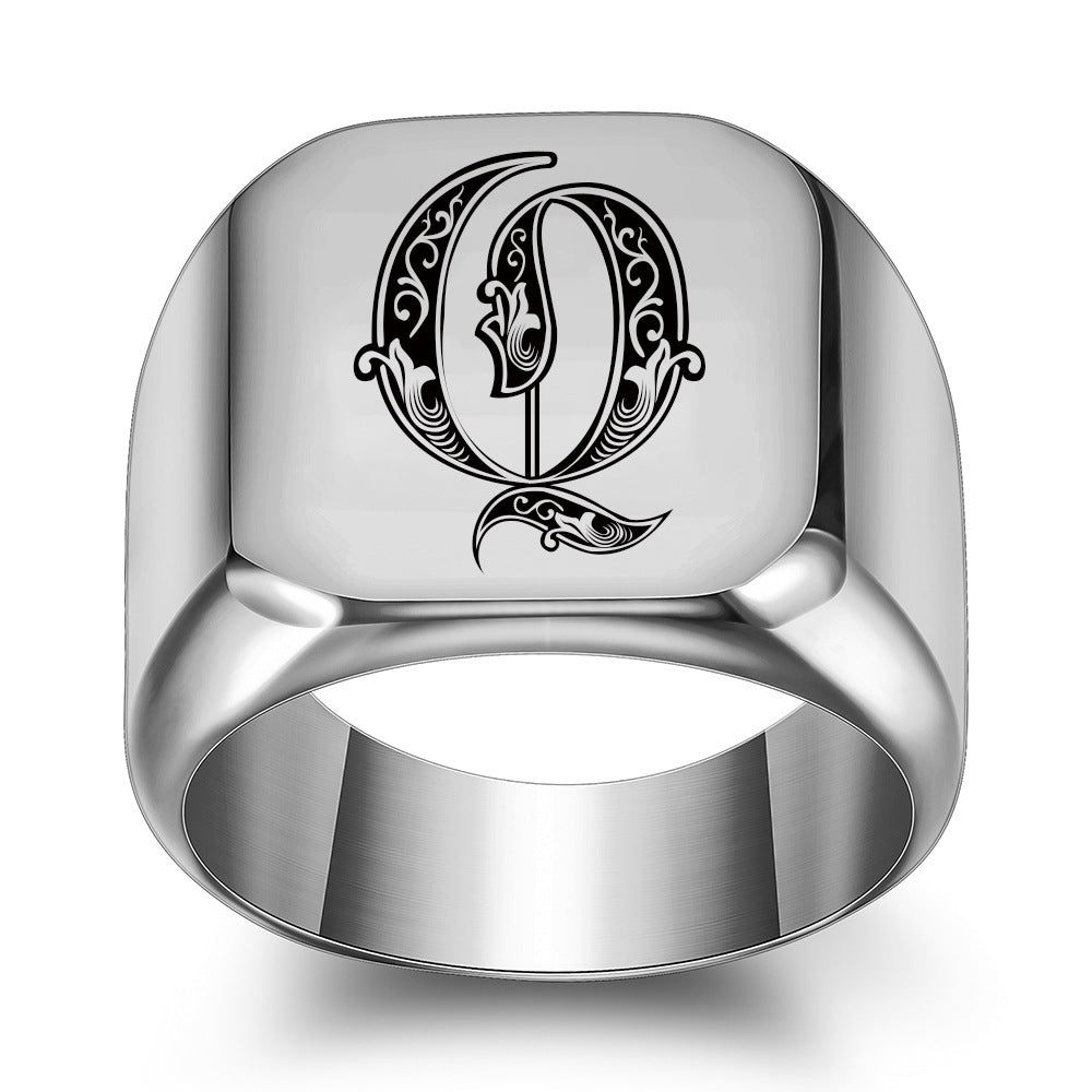 Anillo con Inicial Clásico Noble | Oro blanco