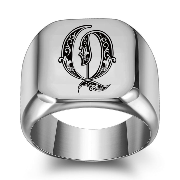 Anillo con Inicial Clásico Noble | Oro blanco