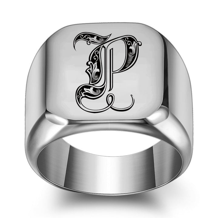 Anillo con Inicial Clásico Noble | Oro blanco
