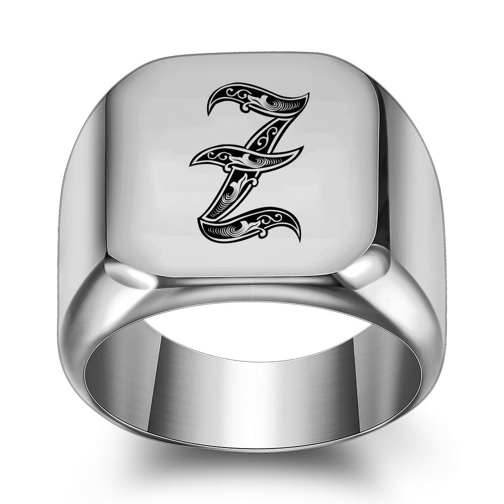 Anillo con Inicial Clásico Noble | Oro blanco