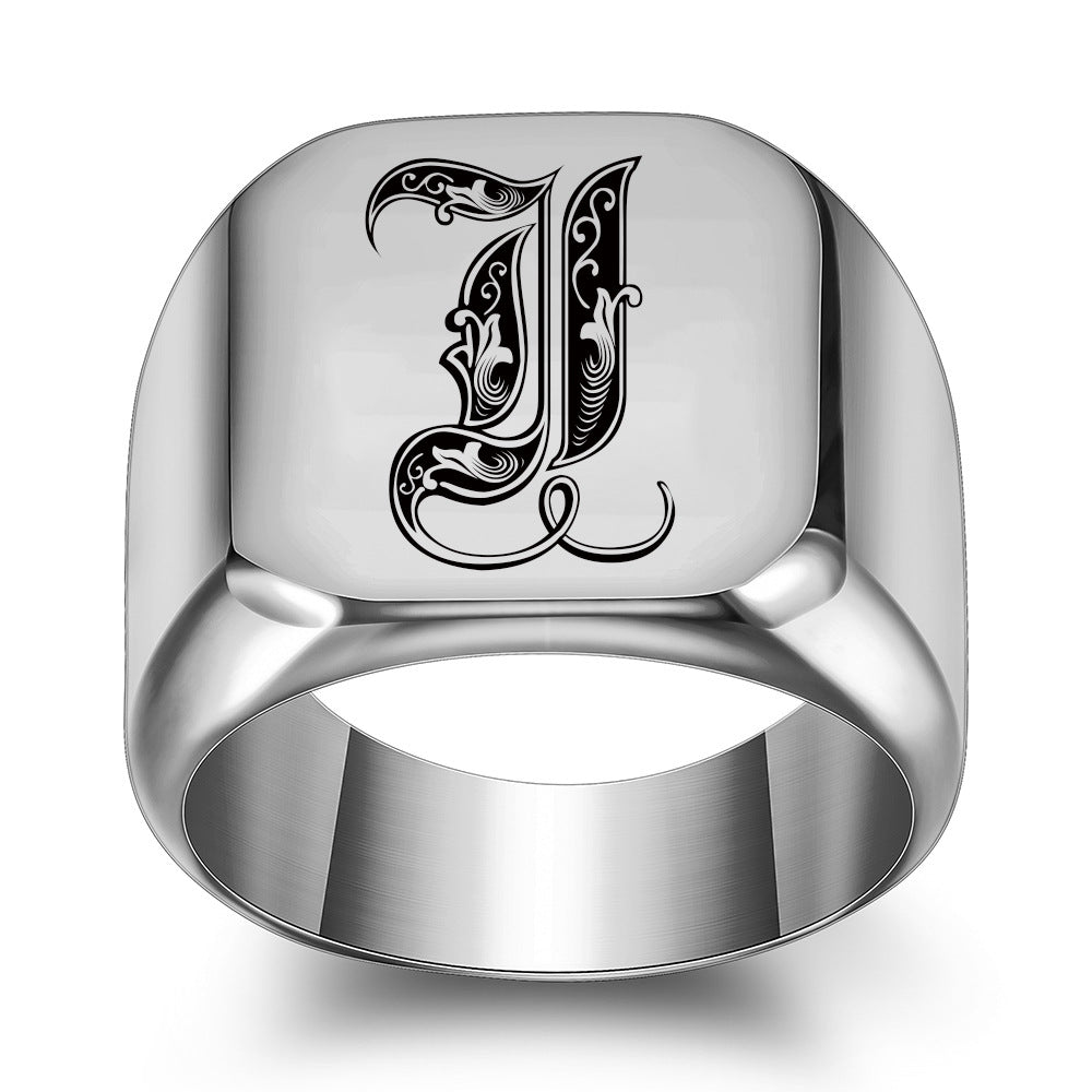 Anillo con Inicial Clásico Noble | Oro blanco