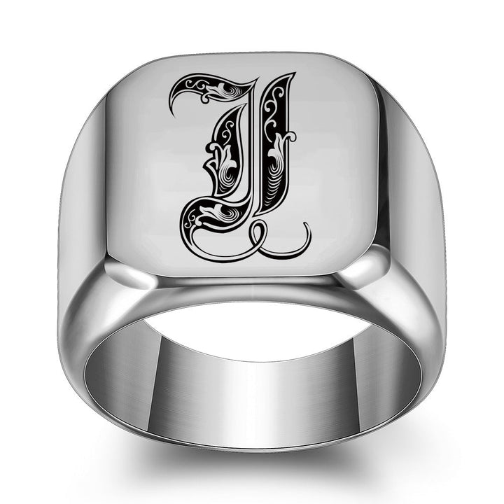Anillo con Inicial Clásico Noble | Oro blanco