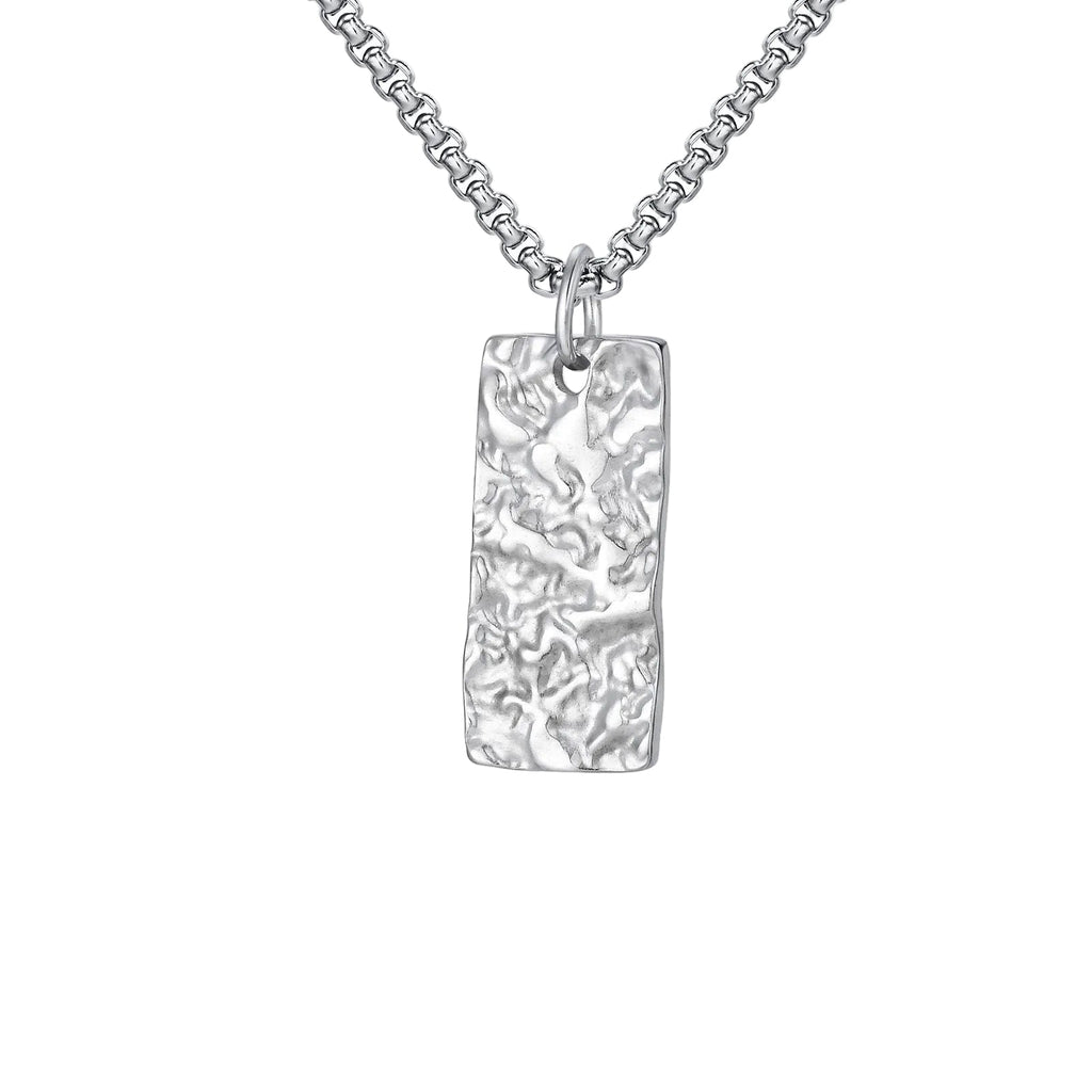 Collar Ziven Barra Martillada | Oro blanco
