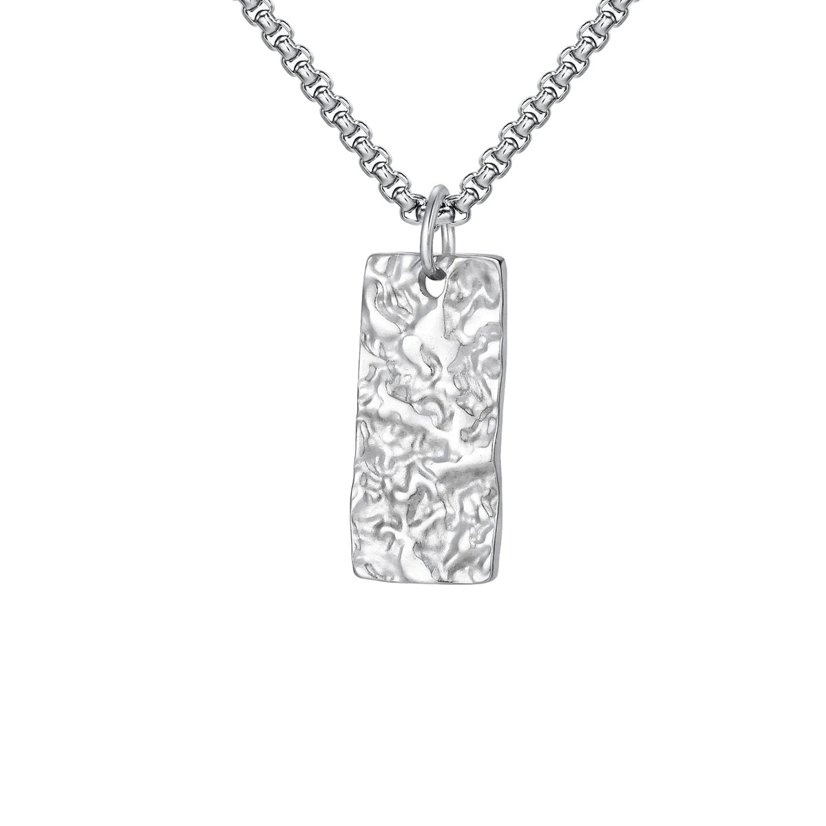 Collar Ziven Barra Martillada | Oro blanco