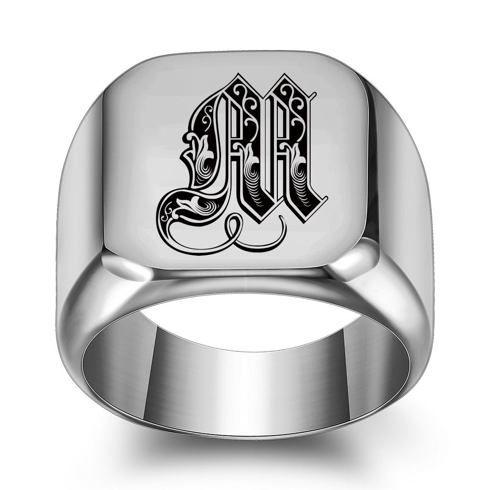 Anillo con Inicial Clásico Noble | Oro blanco