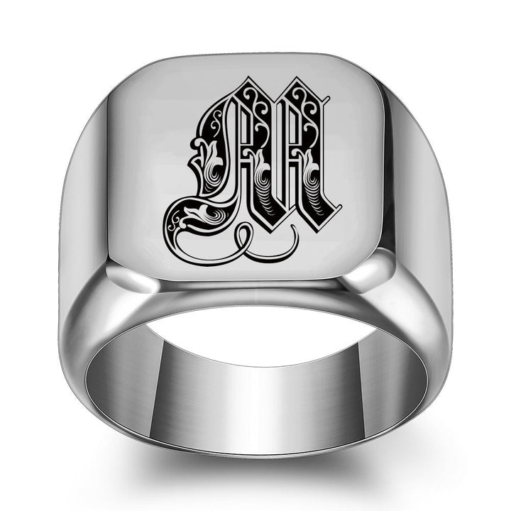 Anillo con Inicial Clásico Noble | Oro blanco
