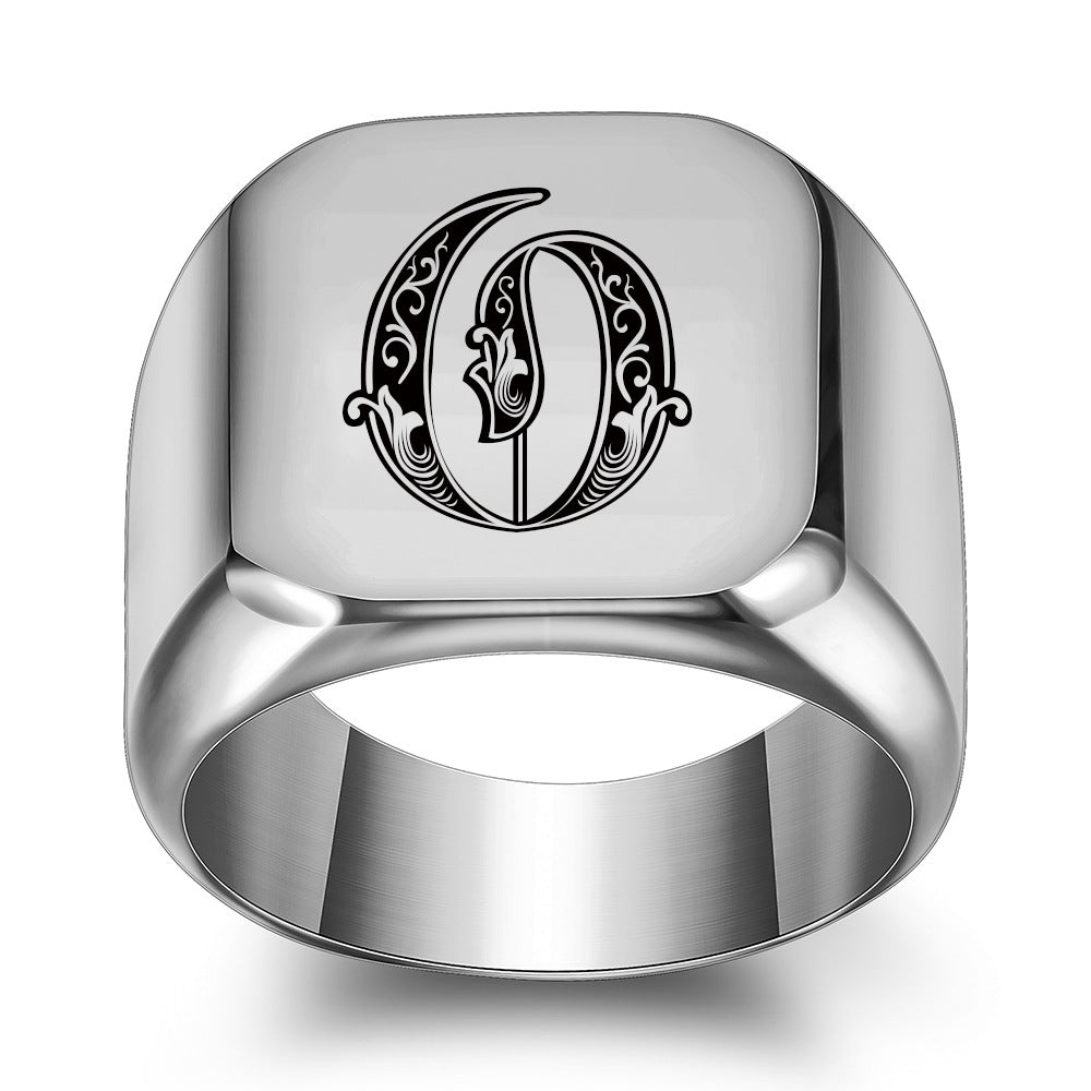 Anillo con Inicial Clásico Noble | Oro blanco