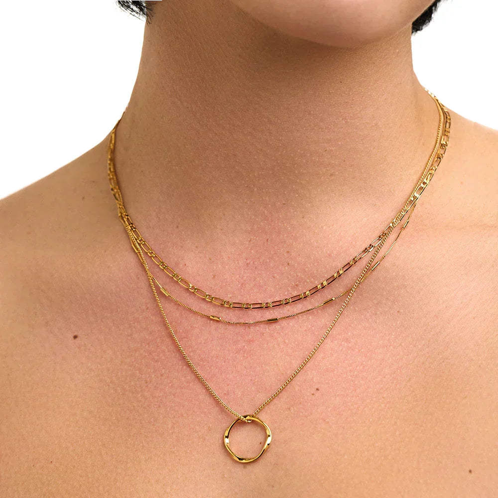 Collar Círculo Abierto Tres Filas | Oro