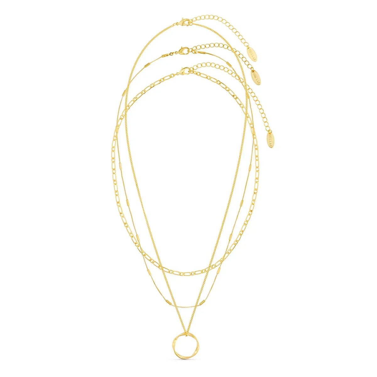 Collar Círculo Abierto Tres Filas | Oro blanco