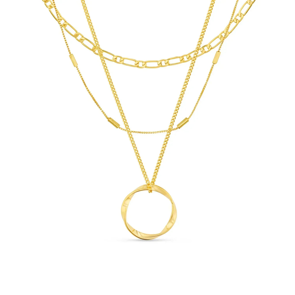 Collar Círculo Abierto Tres Filas | Oro