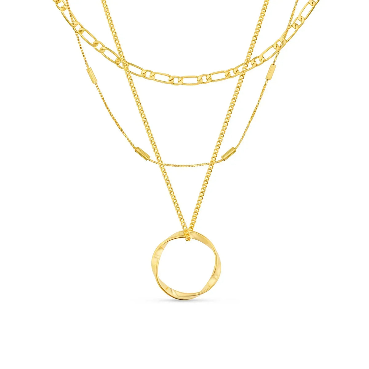 Collar Círculo Abierto Tres Filas | Oro