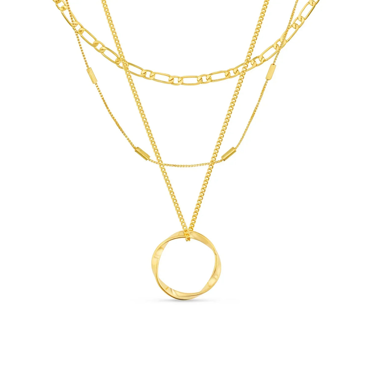 Collar Círculo Abierto Tres Filas | Oro