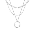 Collar Círculo Abierto Tres Filas | Oro blanco