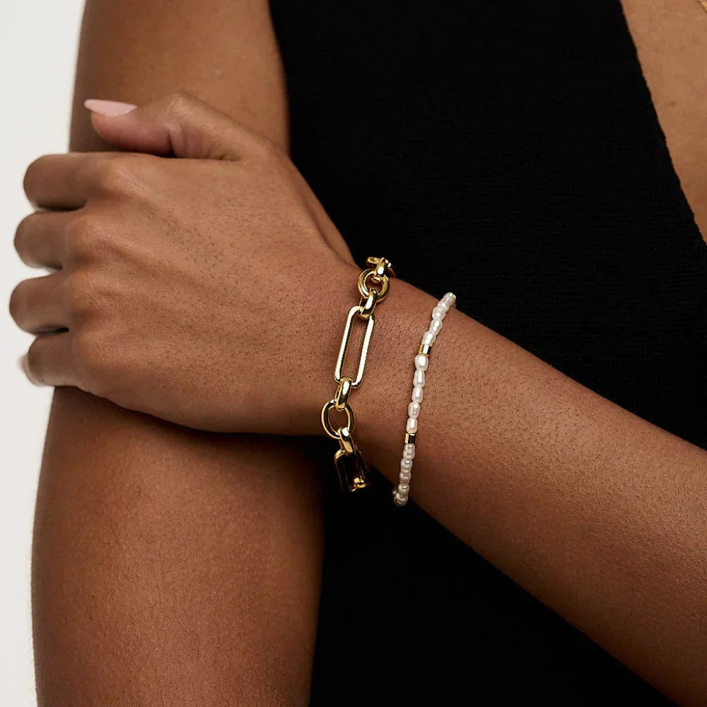 Pulsera T-Bar Eslabonada | Oro