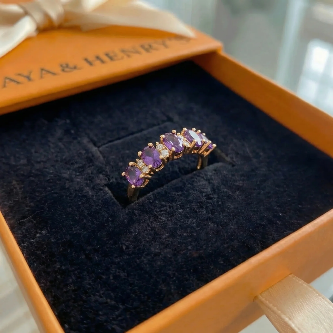 Anillo Orlina Crest Violeta | Oro rosa