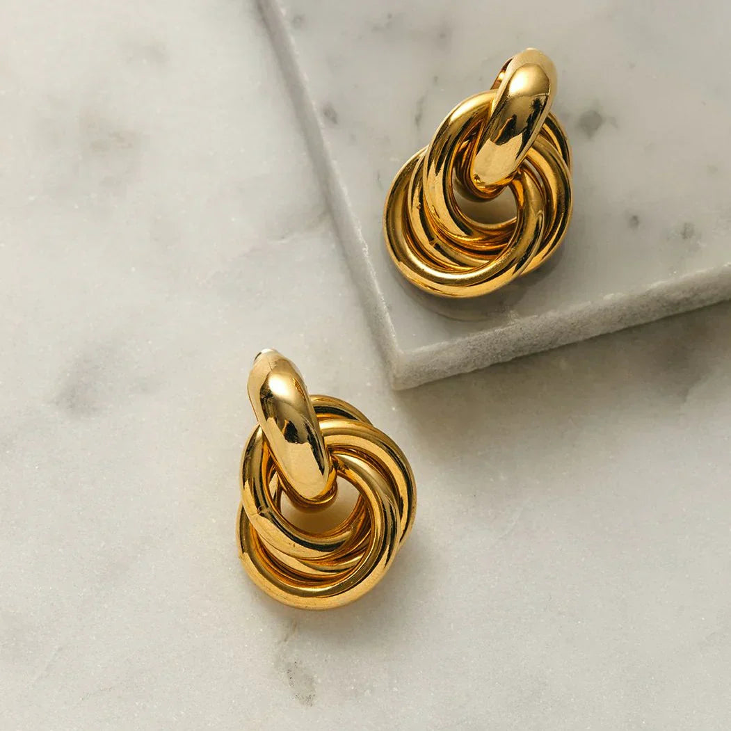 Aretes Llamativos Entrelazados | Oro blanco