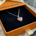Collar Corazón Rosa Radiante | Oro blanco