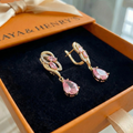 Aretes Zafiro Rosa Brillo Colgante | Oro
