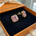 Aretes de botón Zafiro rosa | Oro