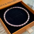 Pulsera de Tenis Zafiro Rosa Prisma | Oro blanco