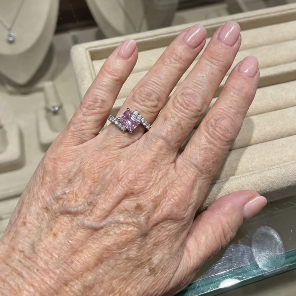 Anillo Vertex Zafiro Rosa | Oro blanco