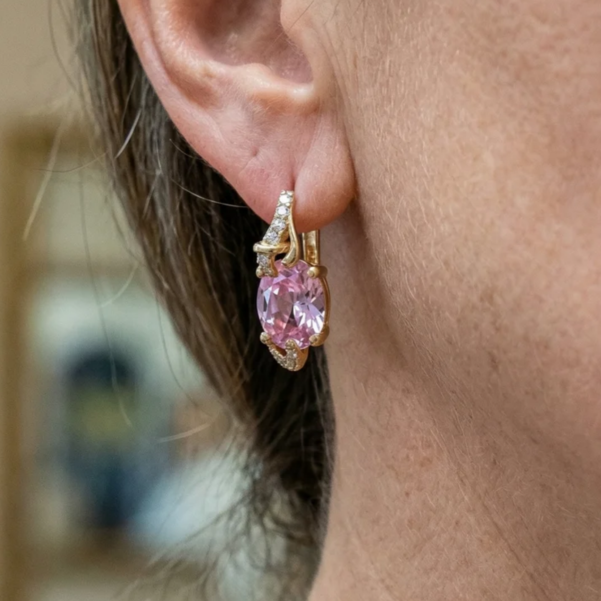 Aretes Colgantes Amanecer Rosa | Oro