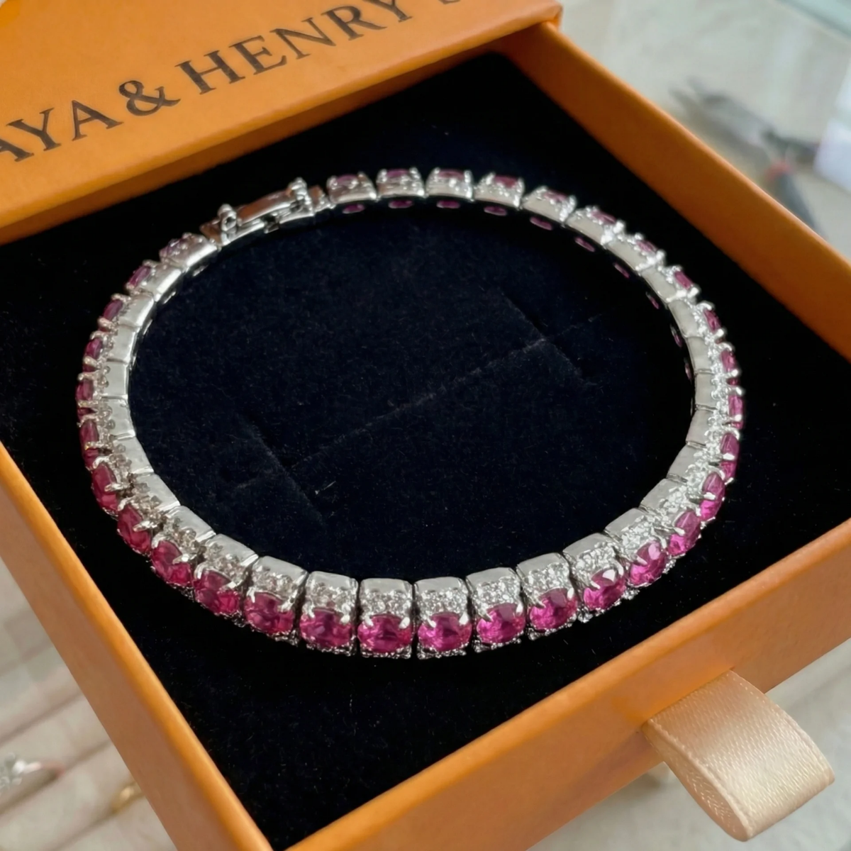 Pulsera de Tenis Roseglow | Oro blanco