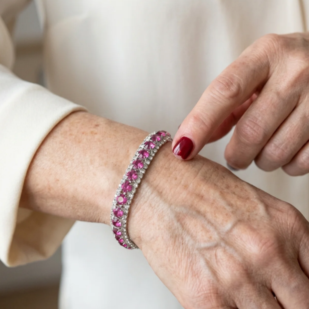 Pulsera de Tenis Roseglow | Oro blanco