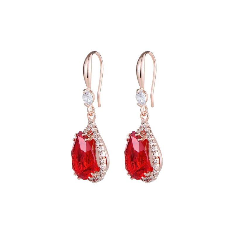 Aretes de Rubí Gota | Oro rosa
