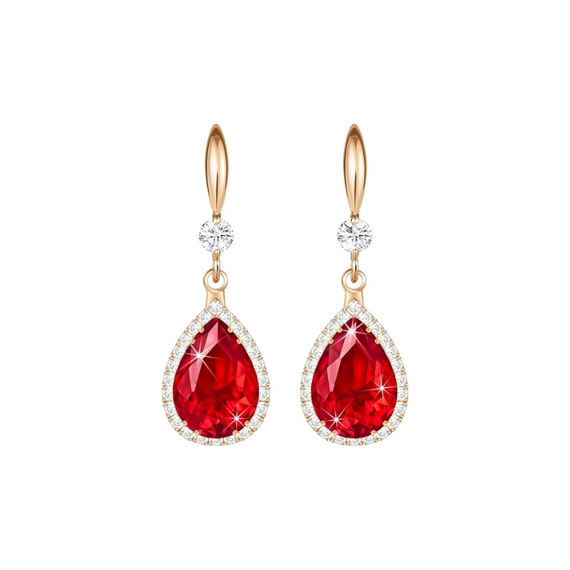Aretes de Rubí Gota | Oro rosa