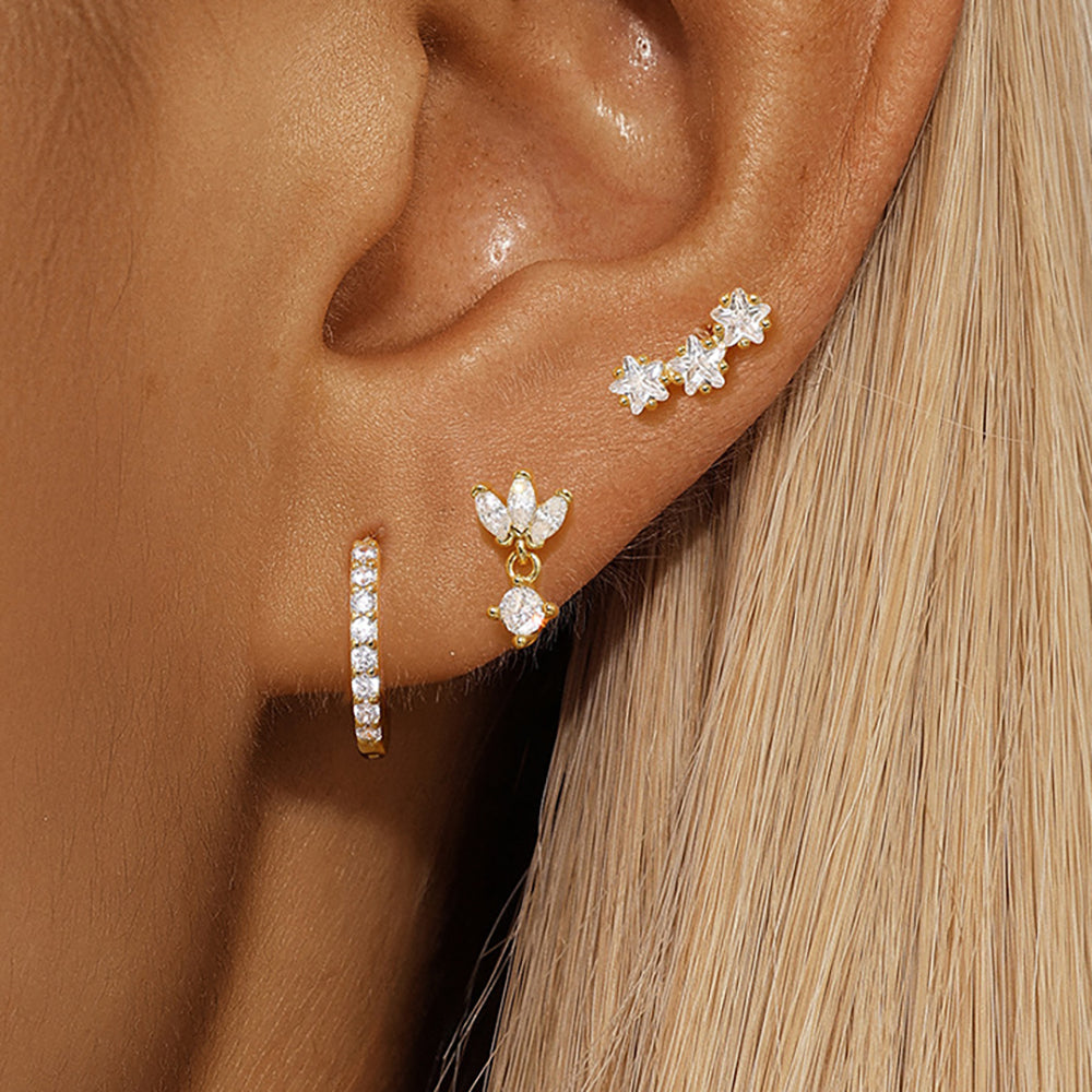 Juego Aretes Trio Mila Essentials Oro Unilateral