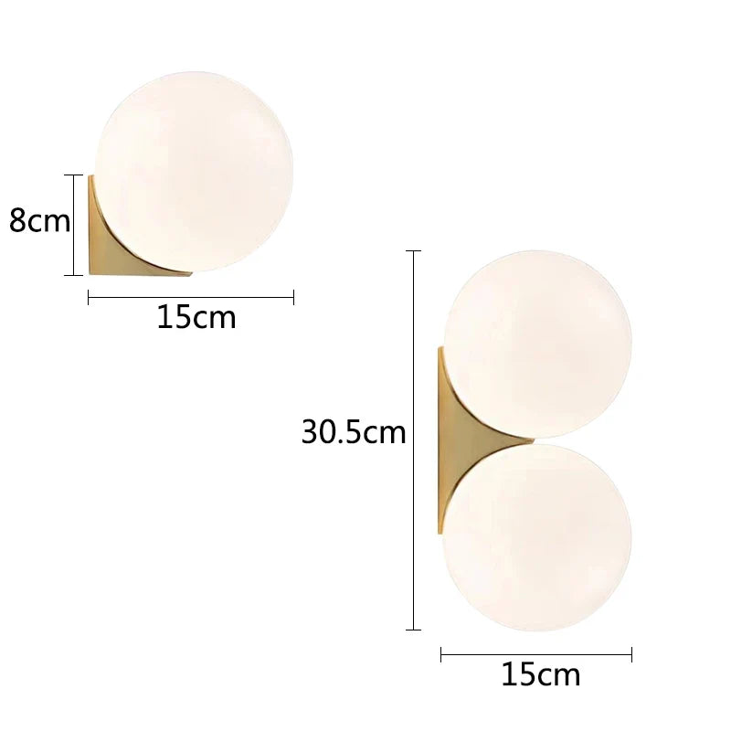 סולחה – גופי קיר LED מודרניים עם כדור זכוכית לחדר שינה
