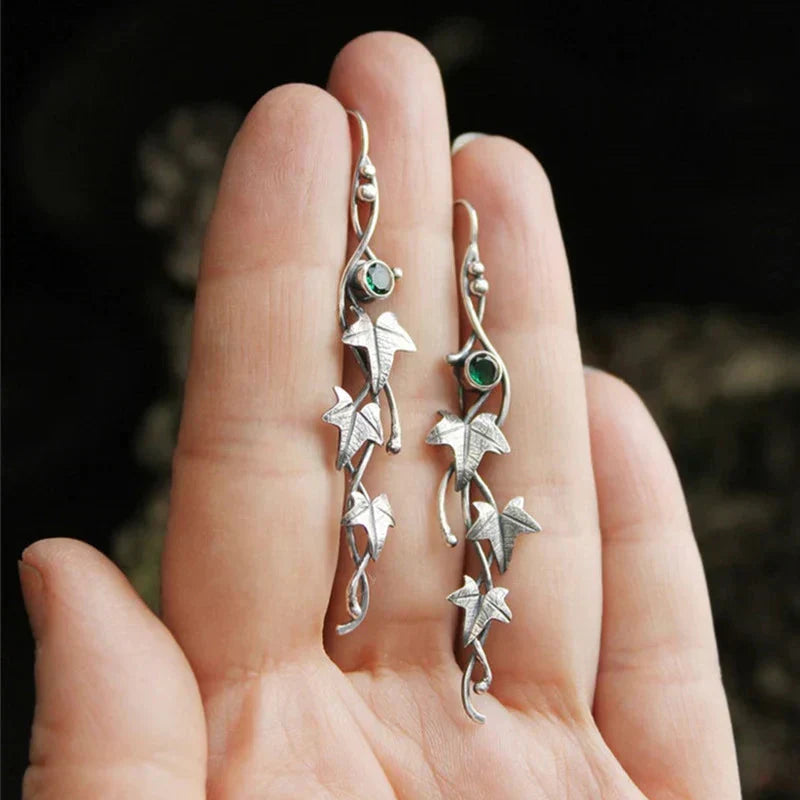 Aretes Hoja Elfo | Oro blanco