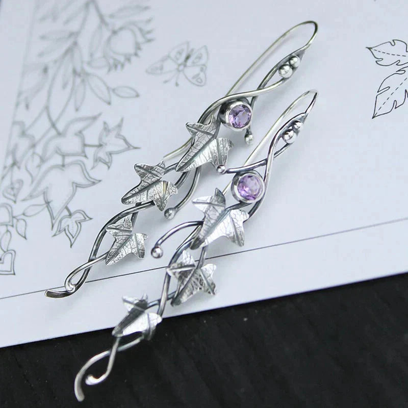 Aretes Hoja Elfo | Oro blanco