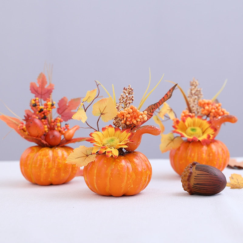 האקון - קישוט דלעת מלאכותית וחמניה עיצוב סתיו
