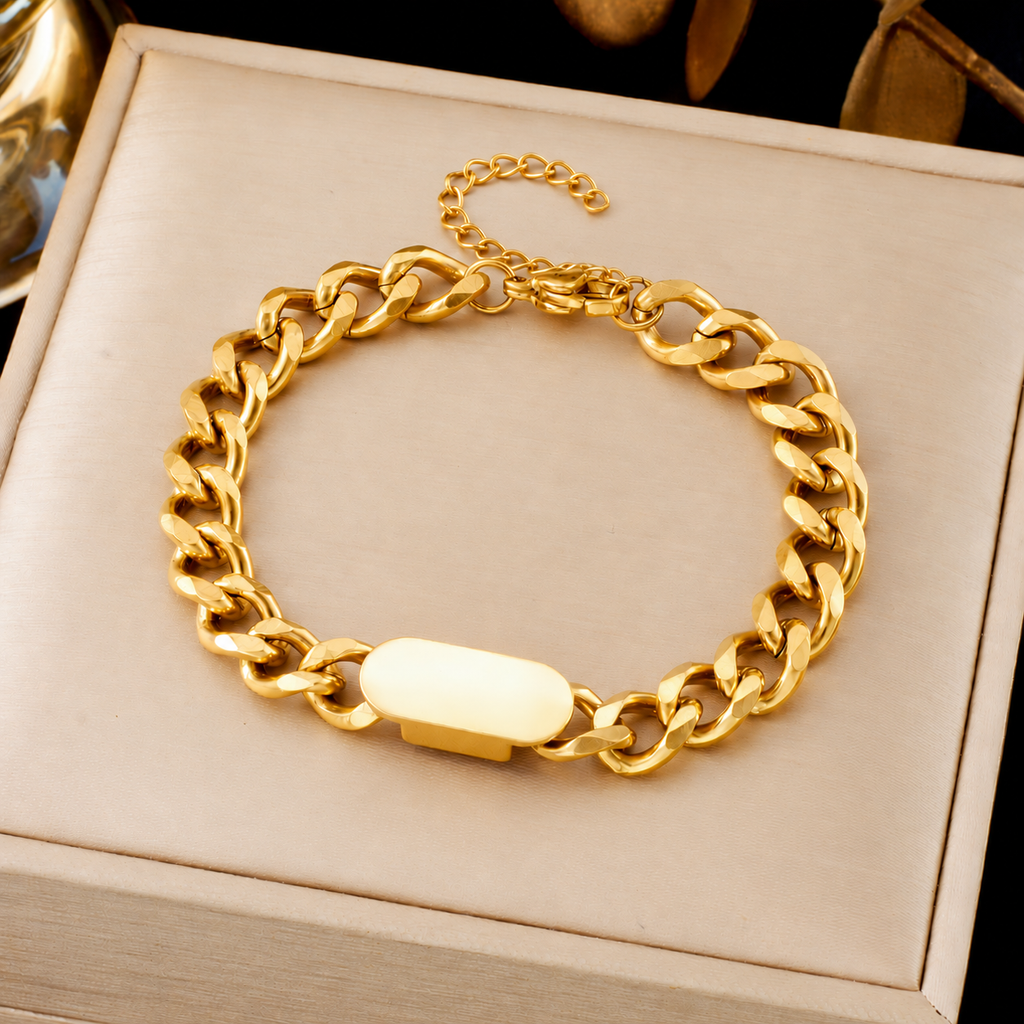 Pulsera Cubana con Dije | Oro