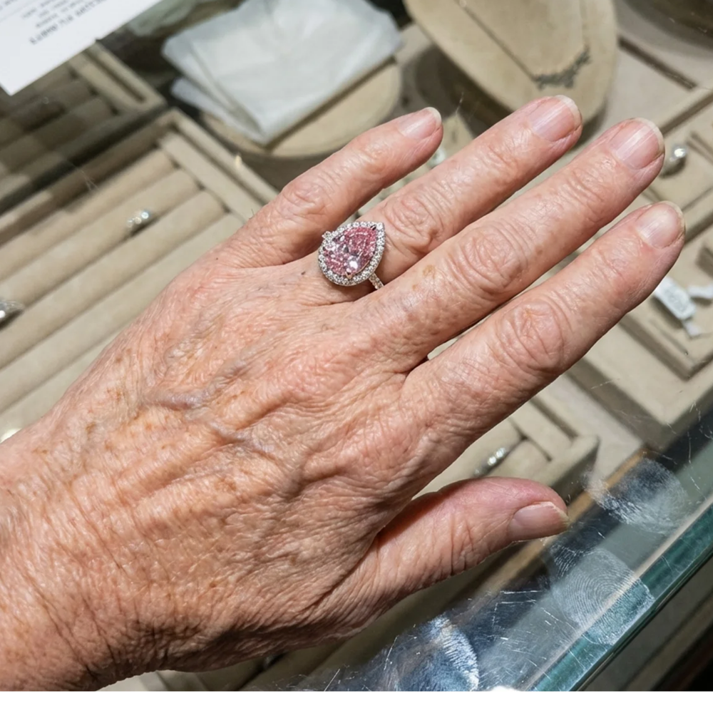 Anillo Zafiro Rosa Lágrima | Oro blanco